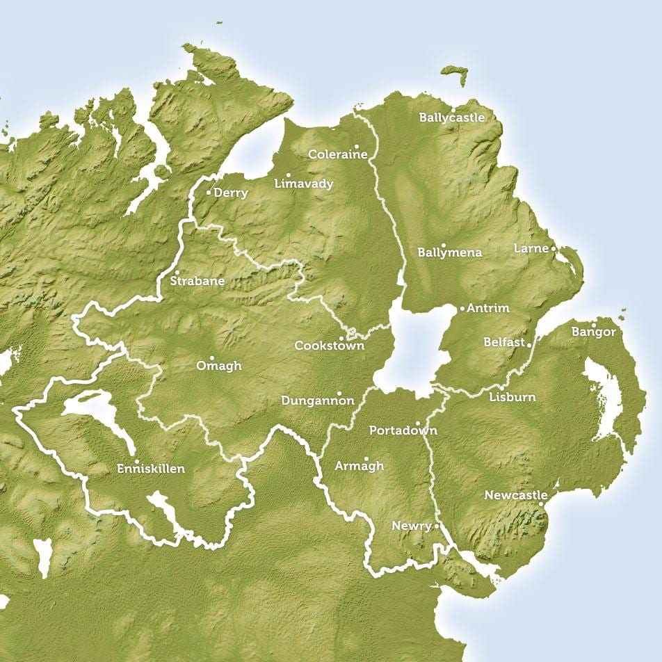 карта на регионална карта на Северна Ирландия