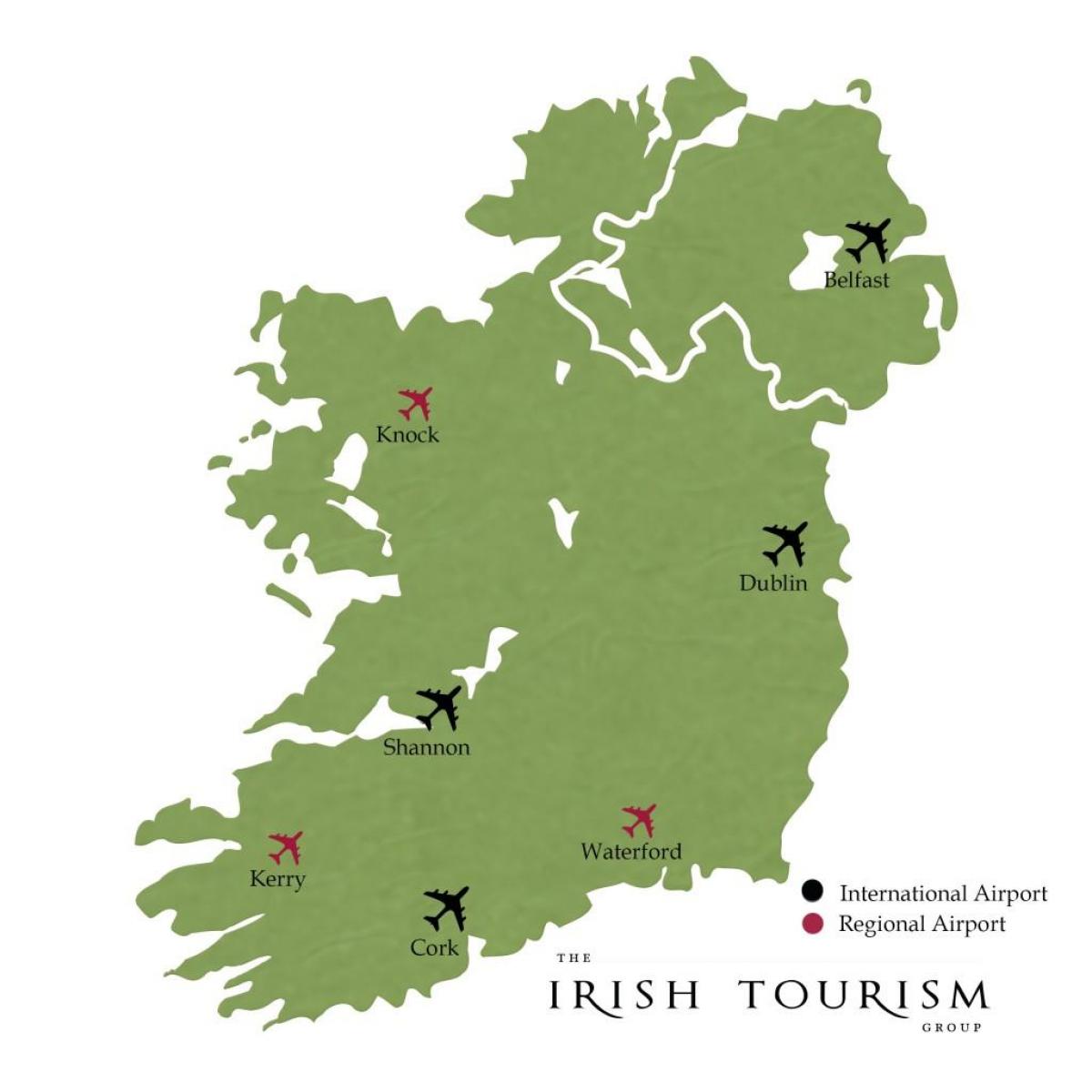 международни летища на Ирландия на картата