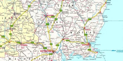 Карта На Югоизточна Ирландия