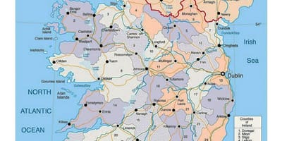 Карта на Ирландия, по градове