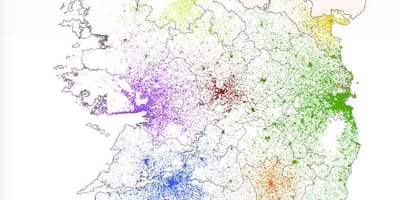 Ирландия карта на гъстота на населението 