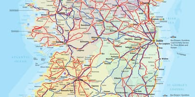 Ирландия автобусни маршрути картата