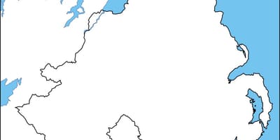 Празна карта на Северна Ирландия