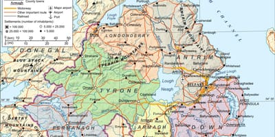 Карта на летища в Северна Ирландия