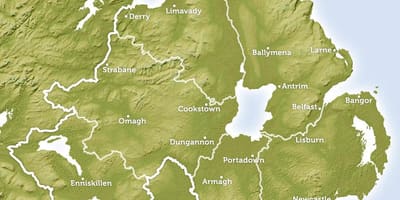 Карта на регионална карта на Северна Ирландия