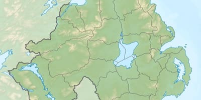 Карта на физическа карта на Северна Ирландия