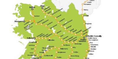 Железопътен транспорт в Ирландия картата