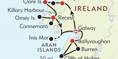 Карта на западното крайбрежие на Ирландия 